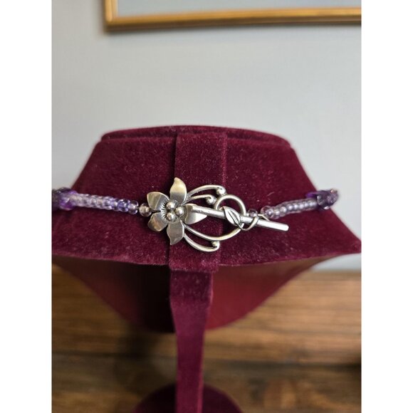 Chunky Multistone Necklace w Sugilite Pendant & Sterling Silver Purple & Aqua - Picture 2 of 9